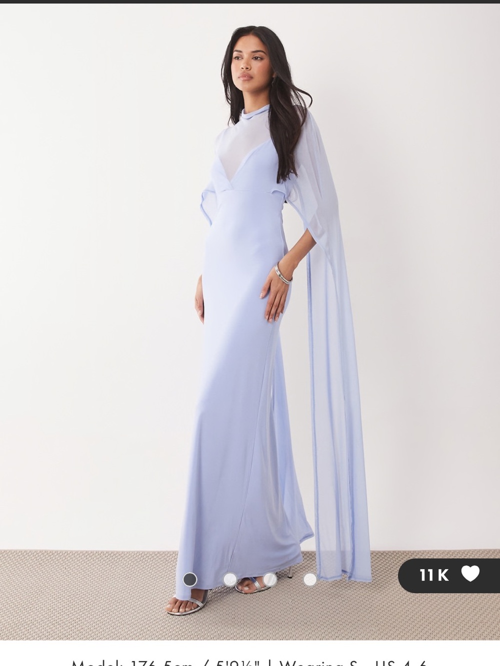 ASOS DESIGN exaggerated cape maxi dress in pale blue